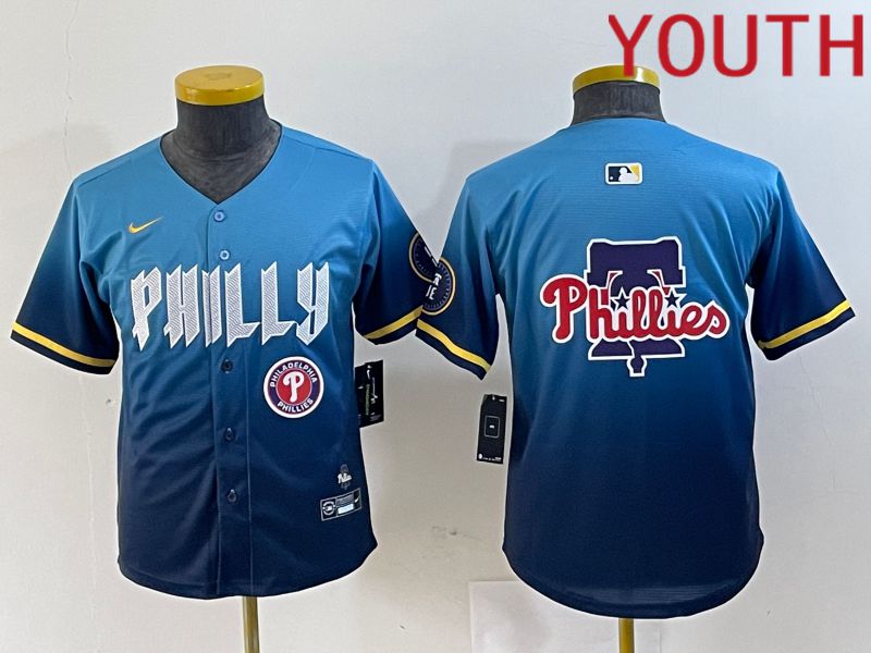Youth Philadelphia Phillies Blank Blue City Edition Nike 2024 MLB Jersey style 4->los angeles dodgers->MLB Jersey